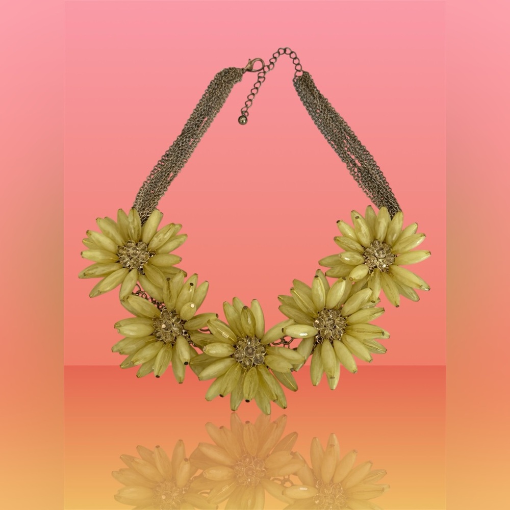 🛍️SALE🛍️ Ted Baker Vintage Designer Aster Burst Daisy Flowers Statement Necklace - Picture 3 of 7
